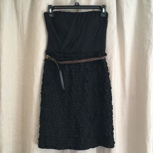 Ali Ro strapless mini dress with cheetah belt